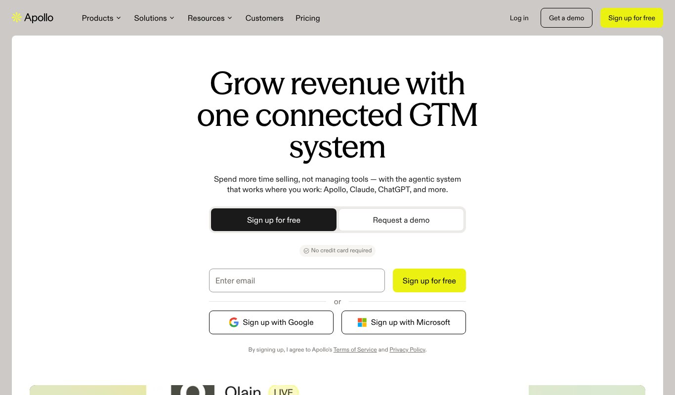 Apollo.io homepage