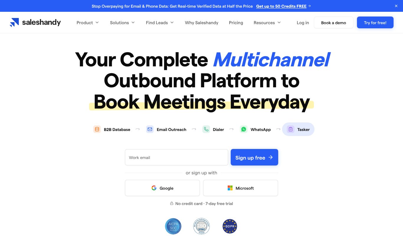 Saleshandy homepage